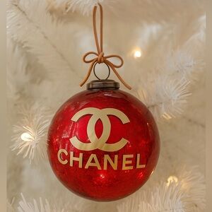 CHANEL Festive Red Ornament with Gold Logo